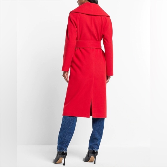 Express Red Shawl Lapel Wrap Coat - Picture 2 of 15